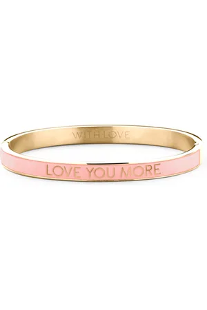 Key Moments 8KM BC0010 Stalen Bangle met Tekst - Love You More - One-size - / Roze