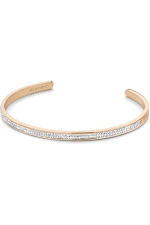 Key Moments 8KM-B00433 - Stalen open bangle met kristal - one-size - roségoudkleurig