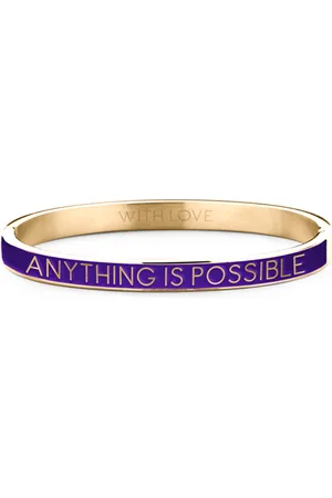 Key Moments 8KM BC0014 Stalen Bangle met Tekst - Anything is Possible - One-size - / Paars