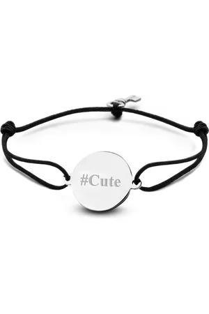 Key Moments 8KM-BE0012 - Armband met stalen tekst bedel en sleutel - #Cute - one-size - zilverkleurig
