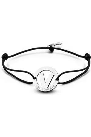 Key Moments 8KM-A00022 - Armband met stalen letter V en sleutel - one-size - Initiaal sieraad
