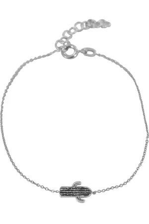 Silventi 9NBSAM-190097 Zilveren Armband - Dames - Bedel - Cactus - 12 x 8 mm - Ankerschakel - 16,5 + 3 cm - 7 mm Dik - Rhodium