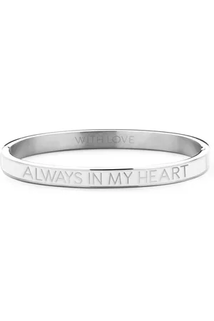 Key Moments 8KM BC0002 Stalen Bangle met Tekst - Always in My Heart - One-size - / Wit