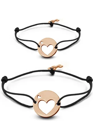 Key Moments 8KM-C00011 - Duo armband met stalen open hart en sleutel - one-size (s en m) - rosékleurig