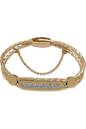Silventi 980101847 Leren armband met stalen elementen - Magneetsluiting met veiligheidskoord - 19 cm
