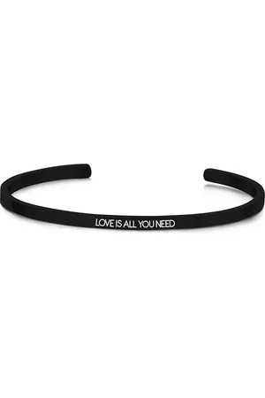 Key Moments 8KM-B00462 - Stalen open bangle met tekst - love is all you need - zirkonia - one-size