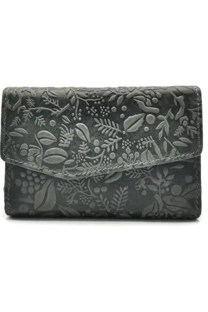 Hillburry Overslagportemonnee met Relief Bladeren - met RFID-bescherming - - (bxhxd) ca. 14cm x 9,5cm x 3,5cm