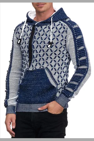 Rusty Neal RustyNeal - Heren Hoodie Trui - Petrolwit - Modernfit - Capuchon