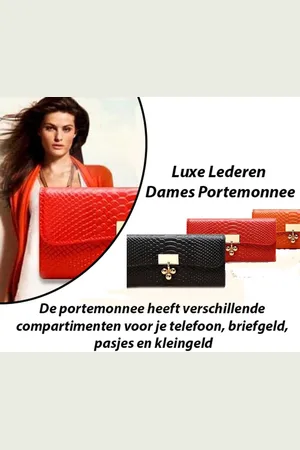 Merkloos 2 Stuks Luxe Lederen Dames Portemonnee in Rood en Blauw Kleur