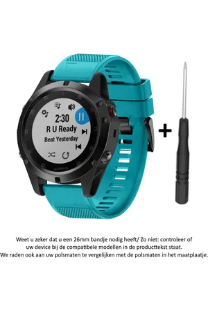 Merkloos Blauw Groen Siliconen horlogebandje 26mm Quickfit Compatibel geschikt voor Garmin Fenix 3 / 3 HR / 3 Sapphire / 5X / 6X, D2, Quatix 3, Tactix, Descent MK1, Foretrex 601 en 701 –