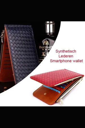 Merkloos 2-Stuks Synthetisch Lederen Smartphone Wallet in Blauw Kleur