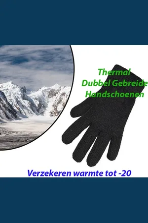 Merkloos Dubbel Gebreide Thermal Handschoenen L/XL (2-Paar)