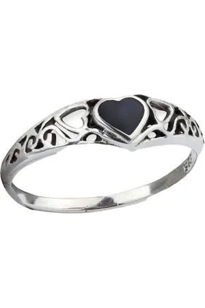 etNox Zilveren ring met zwart hart (R1200.54)