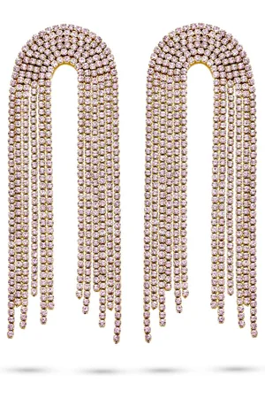 CO88 Oorbellen Dames - Oorhangers met Zirkonia - 86,6x27,4mm - Roze - Staal - - 8CE-70539
