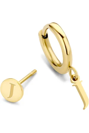 CO88 Alphabet 8CE 70366 Stalen oorknop en oorring - letter J - 6 mm and 12mm