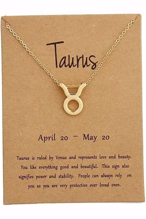 Bixorp Stars Stier / Taurus Ketting - Goudkleurige Ketting op Cadeau Kaartje - Sterrenbeeld / Zodiac Hanger