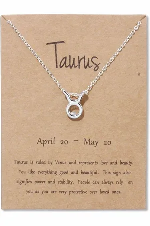 Bixorp Stars Stier / Taurus Ketting - Zilverkleurige Ketting op Cadeau Kaartje - Sterrenbeeld / Zodiac Hanger