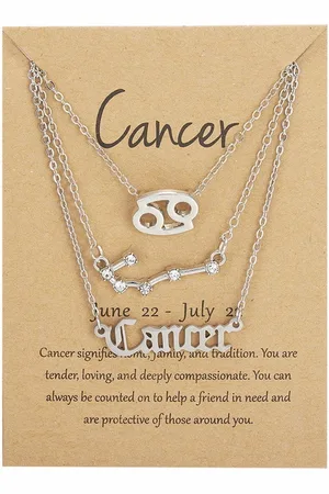 Bixorp Stars Set van 3 Kreeft / Cancer Kettingen - Zilverkleurige Ketting op Cadeau Kaartje - Sterrenbeeld / Zodiac Sieraden Set