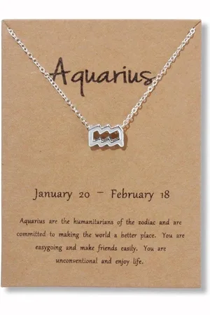 Bixorp Stars Waterman / Aquarius Ketting - Zilverkleurige Ketting op Cadeau Kaartje - Sterrenbeeld / Zodiac Hanger
