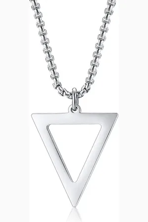Zilver En Driehoek Ketting - 5mm 60cm - Vossenstaart RVS Halsketting met Hanger