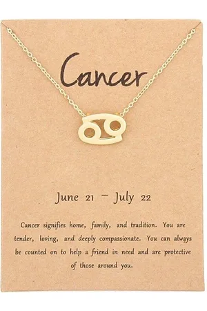 Bixorp Stars Kreeft / Cancer Ketting - Goudkleurige Ketting op Cadeau Kaartje - Sterrenbeeld / Zodiac Hanger