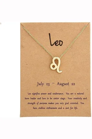 Bixorp Stars Leeuw / Leo Ketting - Goudkleurige Ketting op Cadeau Kaartje - Sterrenbeeld / Zodiac Hanger