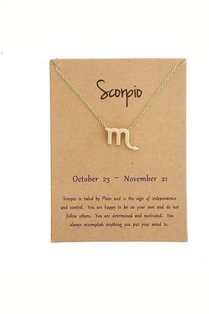 Bixorp Stars Schorpioen / Scorpio Ketting - Goudkleurige Ketting op Cadeau Kaartje - Sterrenbeeld / Zodiac Hanger