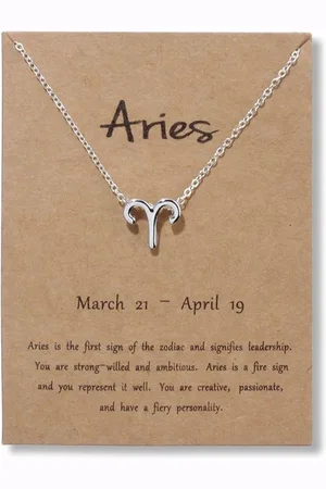 Bixorp Stars Ram / Aries Ketting - Zilverkleurige Ketting op Cadeau Kaartje - Sterrenbeeld / Zodiac Hanger