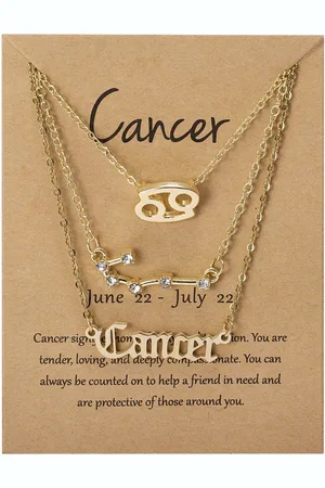 Bixorp Stars Set van 3 Kreeft / Cancer Kettingen - Goudkleurige Ketting op Cadeau Kaartje - Sterrenbeeld / Zodiac Sieraden Set
