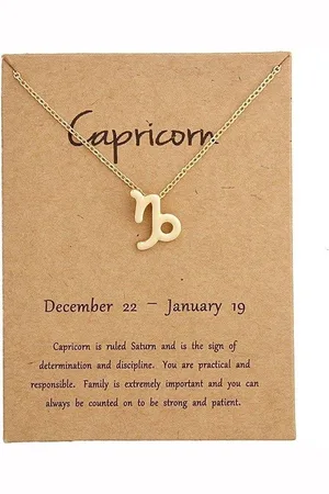 Bixorp Stars Steenbok / Capricorn Ketting - Goudkleurige Ketting op Cadeau Kaartje - Sterrenbeeld / Zodiac Hanger