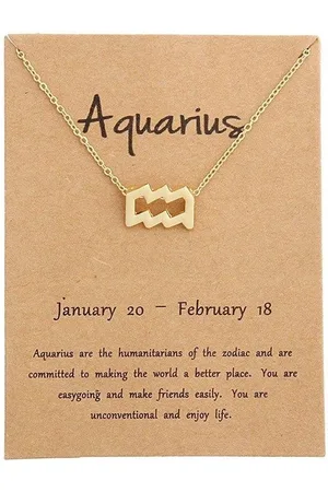Bixorp Stars Waterman / Aquarius Ketting - Goudkleurige Ketting op Cadeau Kaartje - Sterrenbeeld / Zodiac Hanger