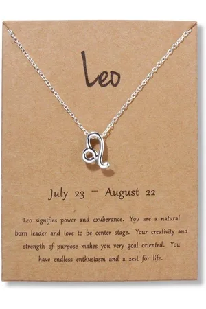 Bixorp Stars Leeuw / Leo Ketting - Zilverkleurige Ketting op Cadeau Kaartje - Sterrenbeeld / Zodiac Hanger