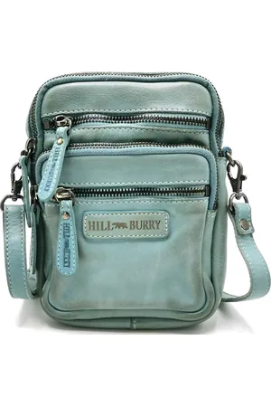 Hillburry Schoudertas met Ritsvakjes Lichtblauw - KLEIN FORMAAT - (bxhxd) ca. 14cm x 19cm x 3cm