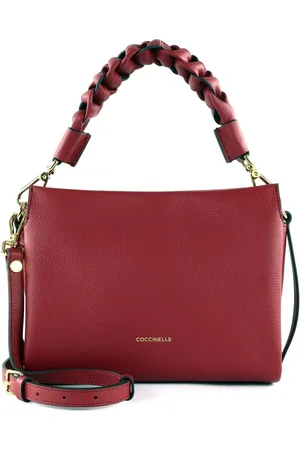 Coccinelle Leren Schoudertas Boheme Grana Double Crossbody Double Grainy Leather (rood)paars
