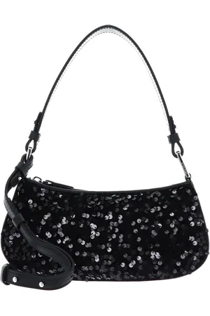 Coccinelle Leren Handtas Schoudertas Merveille Paillettes Mini Bag Zwart