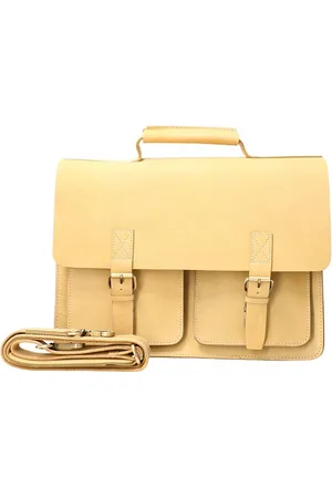 LEATHER DESIGN Luxe werktas tuigleer naturel 3 vaks