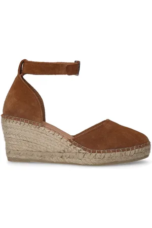 Manfield Dames - suède sandalen met hak met strass