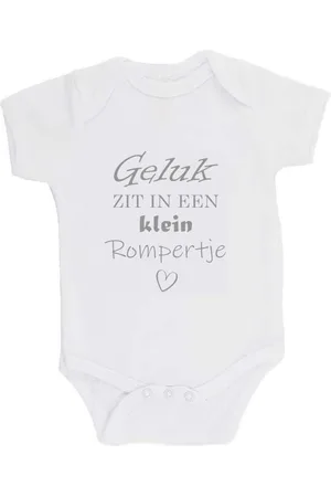 Merkloos 100% katoenen Romper "Geluk zit in een klein rompertje" Unisex Katoen