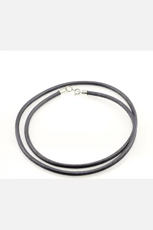 AuBor ®. Leren ketting met zilveren sluiting. . 3mm × 60cm