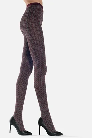 Oroblu Aida 80 den geometric panty maat S blue/ocean