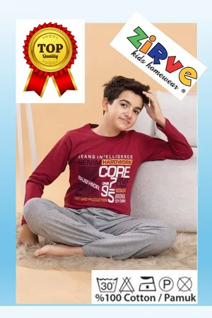 Merkloos Jongen Pyjama - Pyjamaset - Katoen - Superior - 8015 _ 13-14 jaar