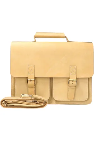 LEATHER DESIGN Luxe werktas tuigleer naturel 2 vaks