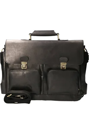 LEATHER DESIGN Luxe werktas tuigleer zwart