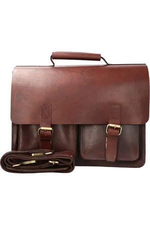 LEATHER DESIGN Luxe werktas tuigleer bruin 3 vaks