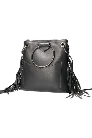 LEATHER DESIGN Hand / Shoulder Bag Black