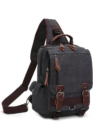 Merkloos Heren Sling Bag Borsttas Dames Rugzak Schoudertassen Crossbody Tas Reizen Wandelen Camping Fietsen School Canvas Dagrugzak Sling Rugzak