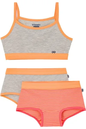 Woody Ondergoed set meisjes - – oranje - 1 topje en 2 boxers - maat 152