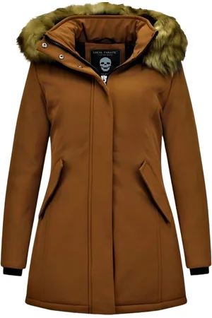 Matogla Gewatteerde Jas Dames - Winterjas Dames Bontkraag - Slim Fit - 0681 - Bruine Jas