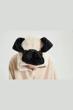 Merkloos Mopshond Hond onesie maat L - Dieren – Verkleedkleren - kinderen - jongens - meisjes - Huispak - Carnaval