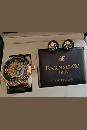 THOMAS EARNSHAW Horloge - heren - horloge + manchet knopen - Gift Set - Zwart